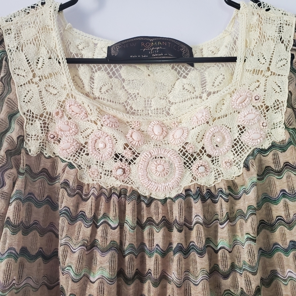 New Romantics Free People Beaded Sheer Top XS - Picture 5 of 11